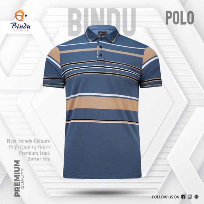 Bindu Premium Ocean Stripe Polo T-Shirt