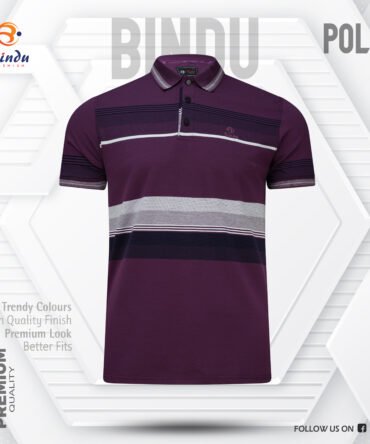 Bindu Premium Men's Striped Polo Shirt - Dynamic Purple Blend