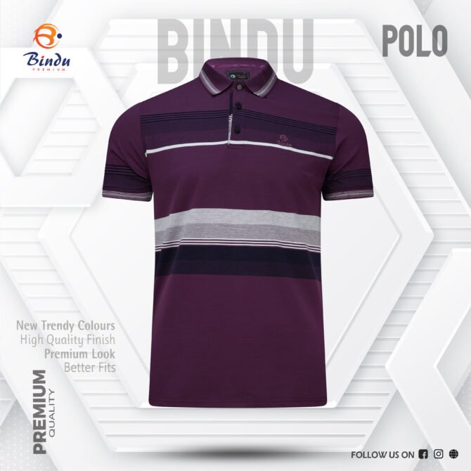 Bindu Premium Men's Striped Polo Shirt - Dynamic Purple Blend