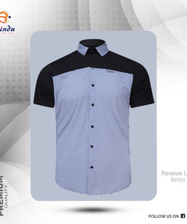 Men's Stylish Black and Navy Striped Shirt
