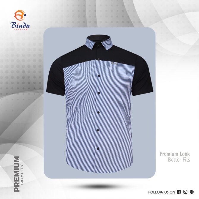 Men's Stylish Black and Navy Striped Shirt