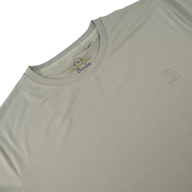Bindu Premium Men's Solid Round Neck T-Shirt - Greige - Image 2