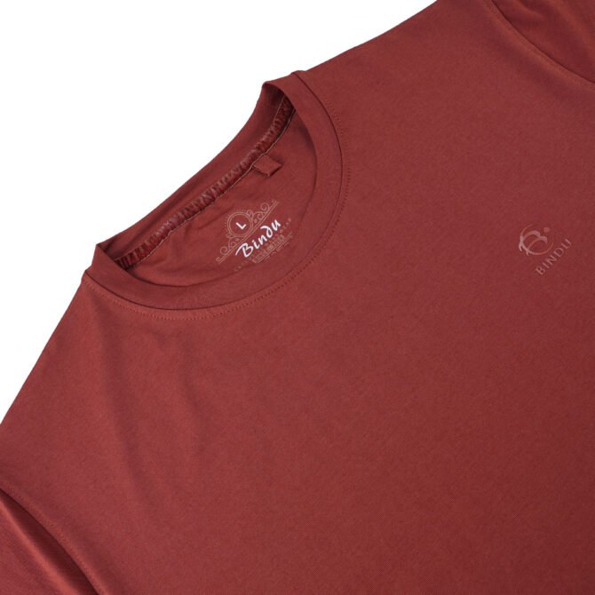 Bindu Premium Solid Color T-Shirt (Terracotta/Reddish-Brown) - Image 2