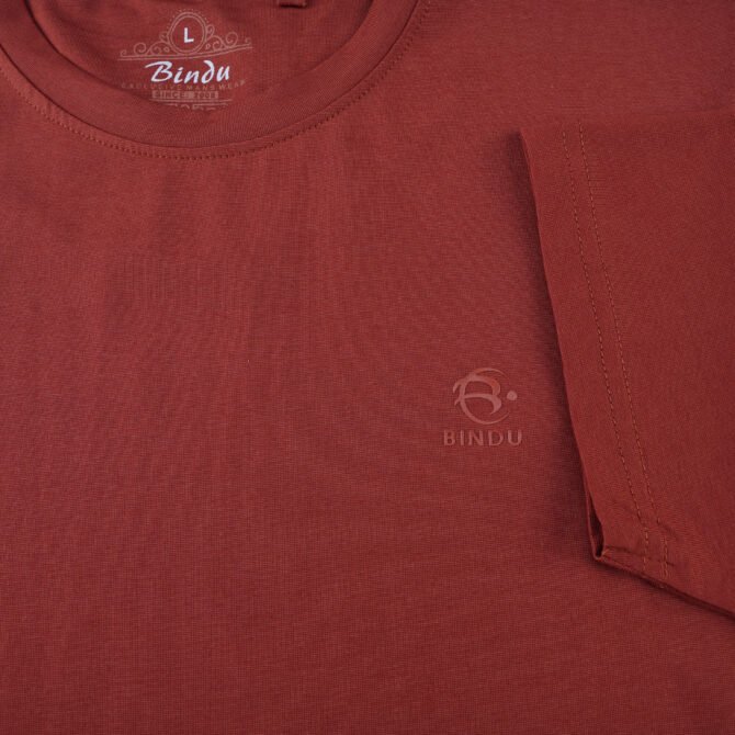 Bindu Premium Solid Color T-Shirt (Terracotta/Reddish-Brown) - Image 3